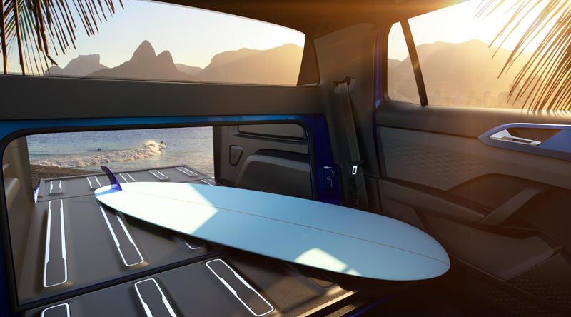 Illustration for article titled The Unibody Volkswagen Tarok Pickup Has a Cool Extendable Bed
